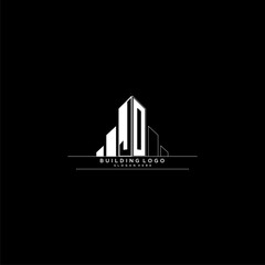 JO initial monogram logo for real estate with building style