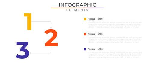 Wall Mural - Three process infographic elements concept design vector with icons. Business workflow network project template for presentation and report.