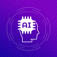 Sticker - AI technology, Artificial Intelligence vector icon