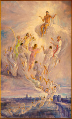 Papier Peint - VALENCIA, SPAIN - FEBRUAR 14, 2022: The painting of Martyrs ascended to Christ in the side chapel of Cathedral by Jose Grassa 2001.