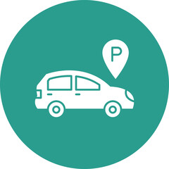 Poster - Parking Area Glyph Circle Background Icon