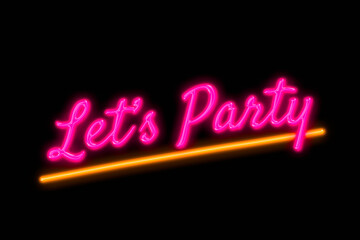 Sticker - Let's party sign symbol neon banner, light signboard.