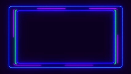Wall Mural - abstract light neon frame on black background. laser show looped animation. 4k video