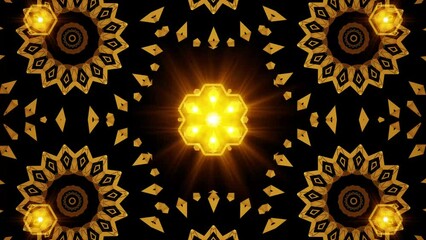 Wall Mural - luxury gold abstract kaleidoscope background 4k