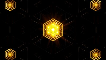 Wall Mural - luxury gold abstract kaleidoscope background 4k