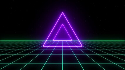 Wall Mural - retro style 80s sci-fi background futuristic with laser grid landscape. digital cyber surface style 