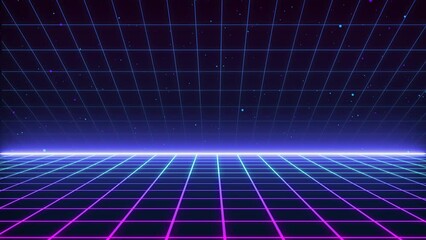 retro style 80s sci-fi background futuristic with laser grid landscape. digital cyber surface style 