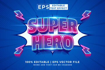 Wall Mural - Editable text effect Super Hero 3d cartoon template style premium vector