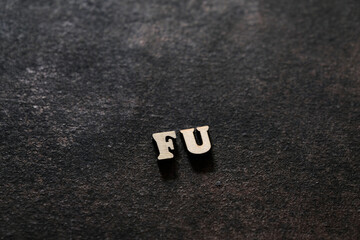 Wall Mural - The letters F and U above the dark field. Initials FU