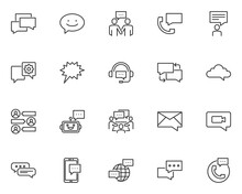 Set Of Communication Line Icons, Social, Bubble  Speech