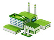 Eco friendly factory compound isolated on transparent background. 3D illustration 