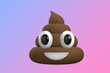 Emoji. Poop. Emoticons. 3D rendering of emoji isolated on a gradient background. Space to write. Illustration. 3D illustration. Isolated background. Ready for your mockup design template. 