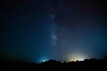 Wall Mural - milky way. night sky with stars. space background. astro photography in a desert nightscape with mil