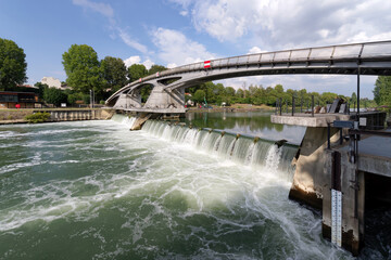 Sticker - Saint-Maurice lock in Marne river. Grand Paris area