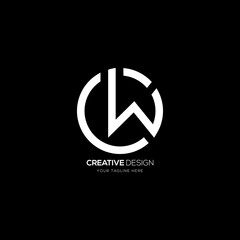 Poster - Letter design C W or W C in circle shape brand concept logo