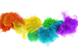 Fototapeta  - Funny clouds of colored rainbow smoke in white background