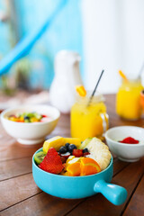 Wall Mural - Smoothie bowl with fresh fruits