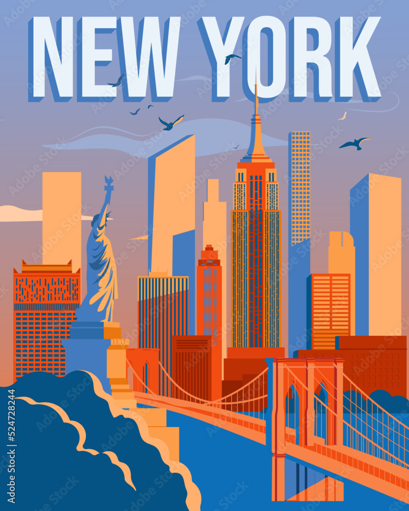 New York city poster. Skyline silhuete vector illustration