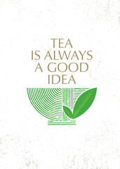 Chinese Green Tea Shop or Club Sign Label Creative Vector Concept. Motivation Quote Illustration.