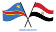 Democratic Congo and Egypt Flags Crossed & Waving Flat Style. Official Proportion. Correct Colors.