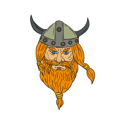 Wall Mural - Norseman Viking Warrior Head Drawing