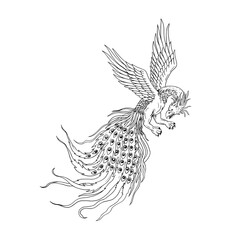 Wall Mural - Simorgh or Simurgh Flying Drawing