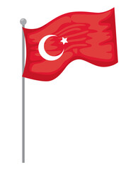 Sticker - turkey flag in pole