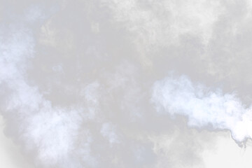 Dense Fluffy Puffs of White Smoke and Fog on transparent png Background, Abstract Smoke Clouds, Movement Blurred out of focus. Smoking blows from machine dry ice fly fluttering in Air, effect texture