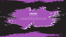 Abstract Purple Frame Rough Grunge Banner Design In Black Background