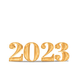 Aufkleber - 2023 happy new year golden number (3d rendering) on white studio room,Holiday card,Leave space for adding text.