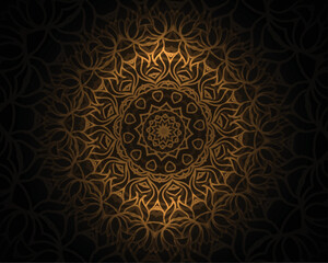 Wall Mural - ornamental mandala pattern ethnic background in golden style