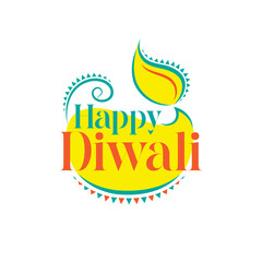 Wall Mural - Happy Diwali Festival Sticker Greeting Design Template