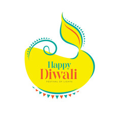 Wall Mural - Happy Diwali Festival Sticker Greeting Design Template