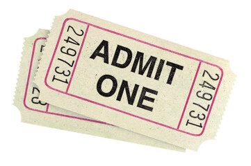 Two pair admit one movie tickets isolated transparent background photo PNG file