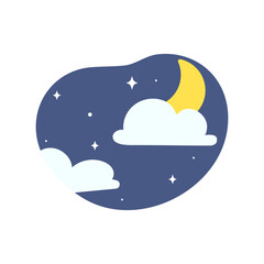 Day night icon vector. cloudy sunlight during the day and the moonlight in the starry sky