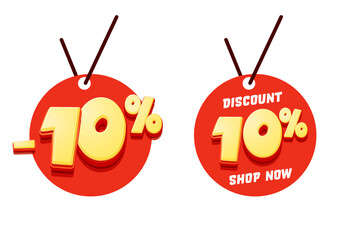 Wall Mural - 10 percent off discount red tag template set