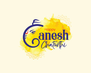 Wall Mural - Indian Religious Festival Ganesh Chaturthi Typography Design