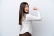 © luismolinero - Young Brazilian woman isolated on white background doing strong gesture