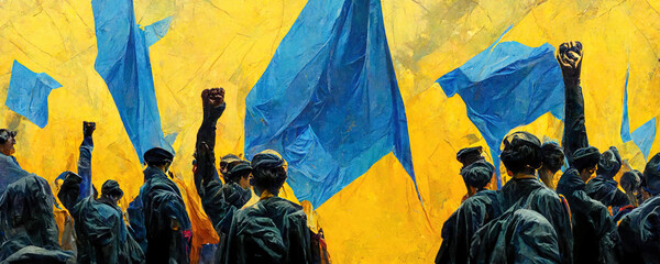 Support of Ukraine. Ukraine's Independence Day. Concept AI-generated image, not based on any actual scene