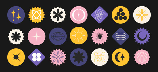 Wall Mural - retro futuristic design elements. collection of abstract graphic geometric symbols and objects in th