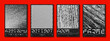 © BonkiStudio - Abstract poster with grunge textures. In techno style, a set of trendy retro posters. Isolated on black background