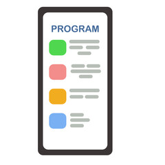 Smartphone with a list of programs. Vector illustration in a flat style.