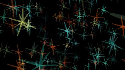 Wall Mural - futuristic fireflies in neon rays of light move in space. 4k flying digital technology background. 3
