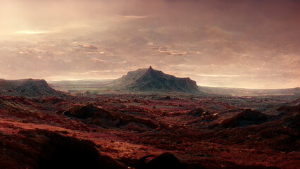 3d render, beautiful and realistic mars landscape background cg artwork concept