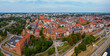 Toruń, widok z lotu ptaka na średniowieczną część miasta z wejściem przez Bramę Klasztorną