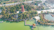 Aerial Photography Of Sugong Tower Scenic Area, Yunlong Lake, Xuzhou City, Jiangsu Province, China