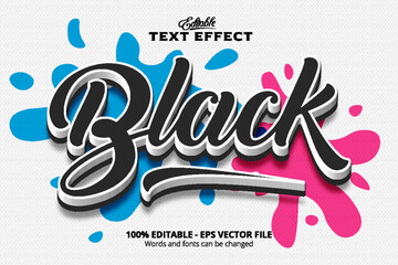 Black text effect, edtable text effect, minimal black text effect, colorful background