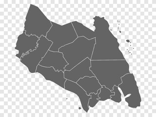 Blank map State Johor of Malaysia. High quality map Johor with municipalities on transparent background for your web site design, logo, app, UI.  Malaysia.  EPS10. 