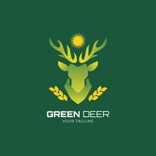 Green Deer And Sun Gradient Logo