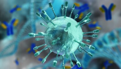 Wall Mural - Close-up virus against the background , infection with a new strain, infectious bacterium, 3D rendering